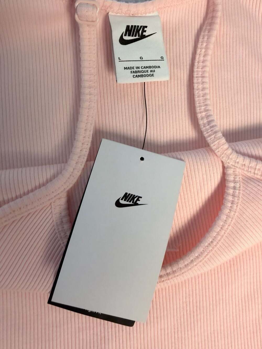 Nike Sportswear Essential Women's Ribbed Cami Dress Light Pink Size Large - Picture 4 of 5